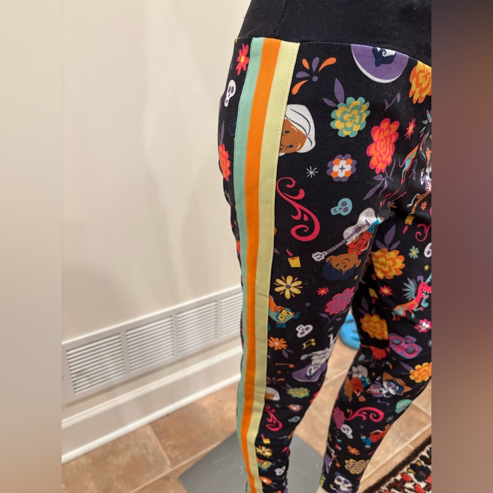 Disney Coco Women’s Multicolored Leggings with Stripes on side, size medium - Picture 5 of 11